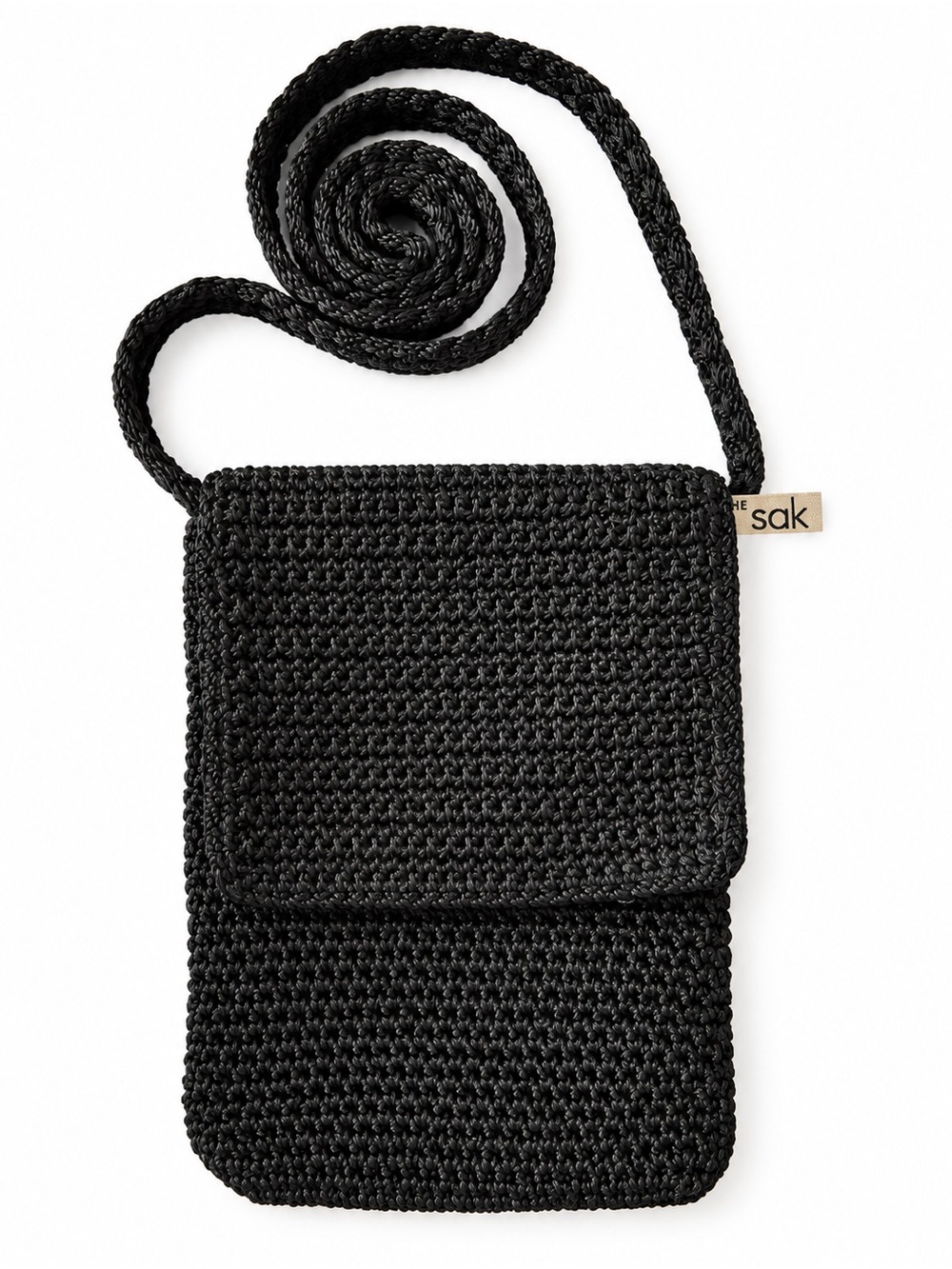 The Sak Crochet Crossbody Bag Small Boho Shoulder Purse Black